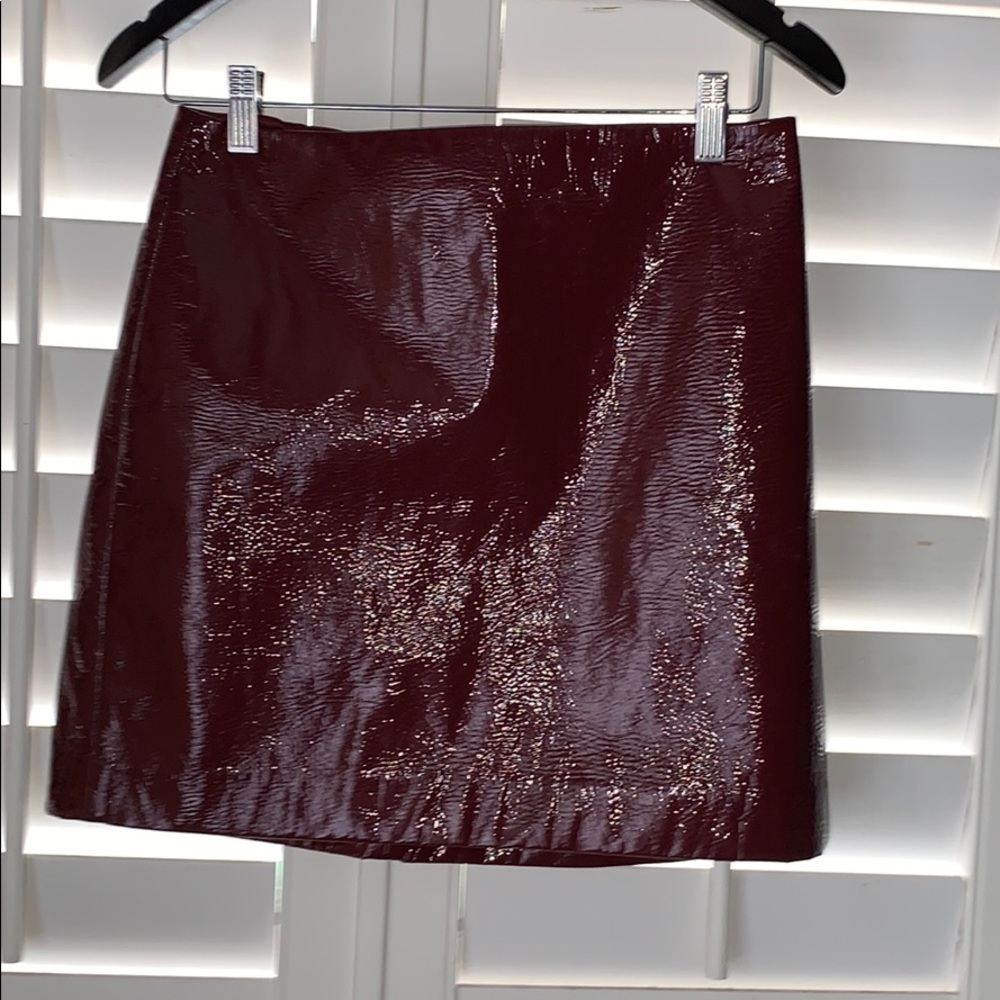 Wine red faux leather Express skirt